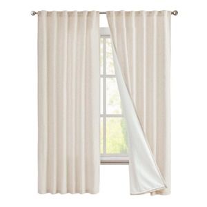 Linen Beige Curtains Panels Drapes, Each 50"W x 90"L, Light Filtering, 2 Panels